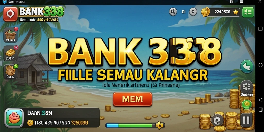 Screenshot utama BANK338 menampilkan gameplay Idle yang mengasyikkan.