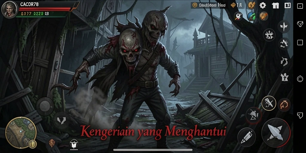 Gameplay menakutkan di CACOR78 dengan suasana mencekam.