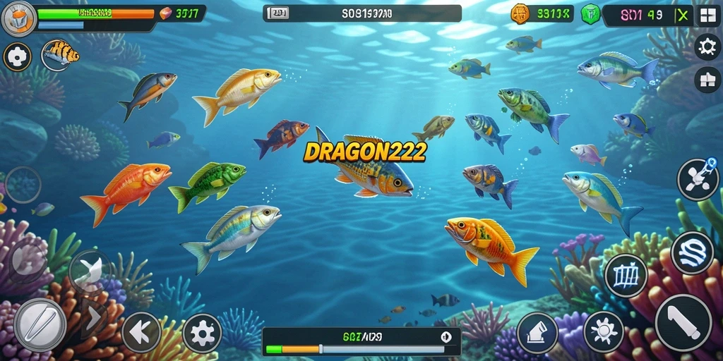 Tampilan gameplay seru dalam DRAGON222 saat menembak ikan.