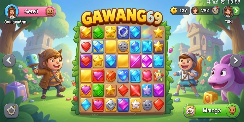 Tampilan seru gameplay GAWANG69 dalam mencocokkan elemen.