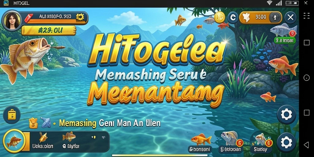 Screenshot utama HITOGEL menampilkan gameplay Fishing yang menegangkan.