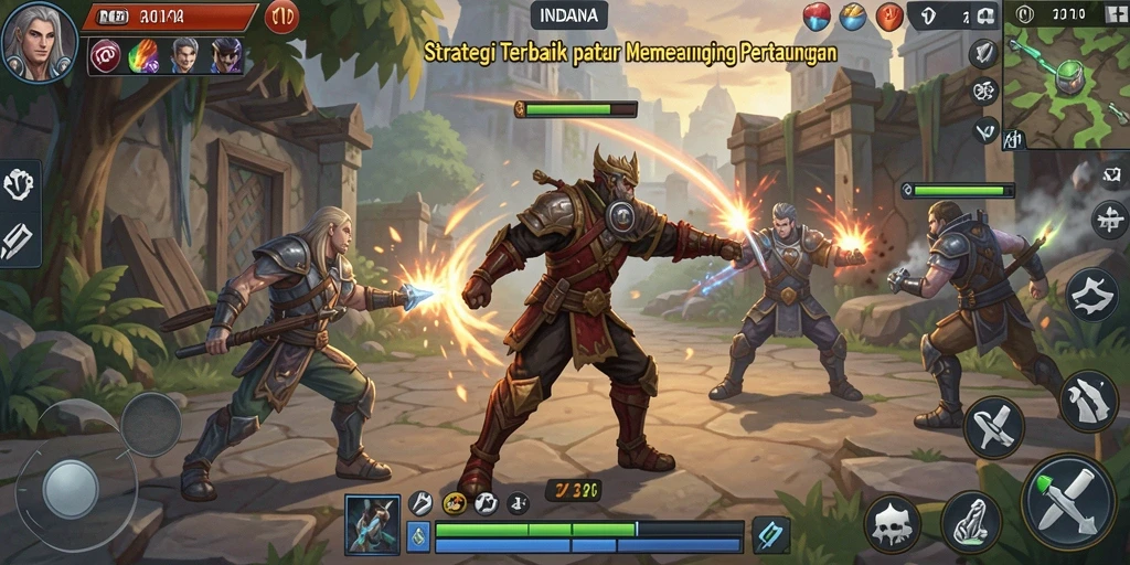 Tampilan gameplay epik dari INDAAA yang menunjukkan strategi dan taktik.