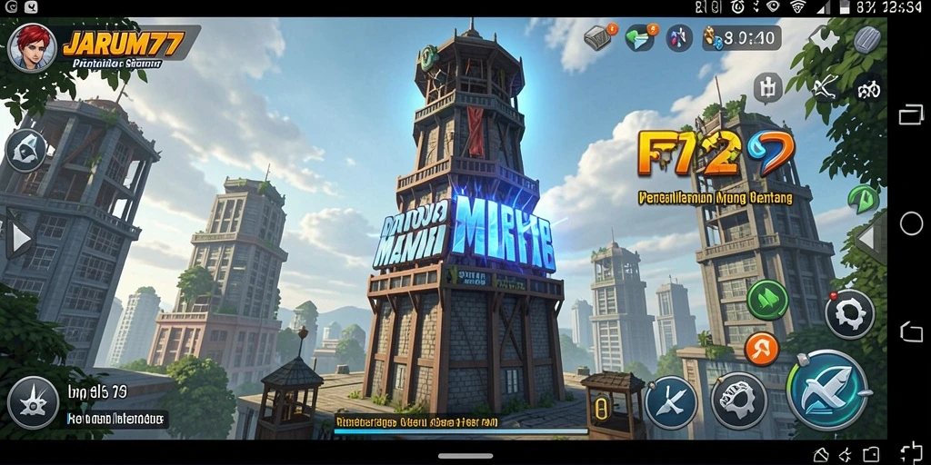 Screenshot JARUM77 menunjukkan gameplay Tower Defense yang mendebarkan.
