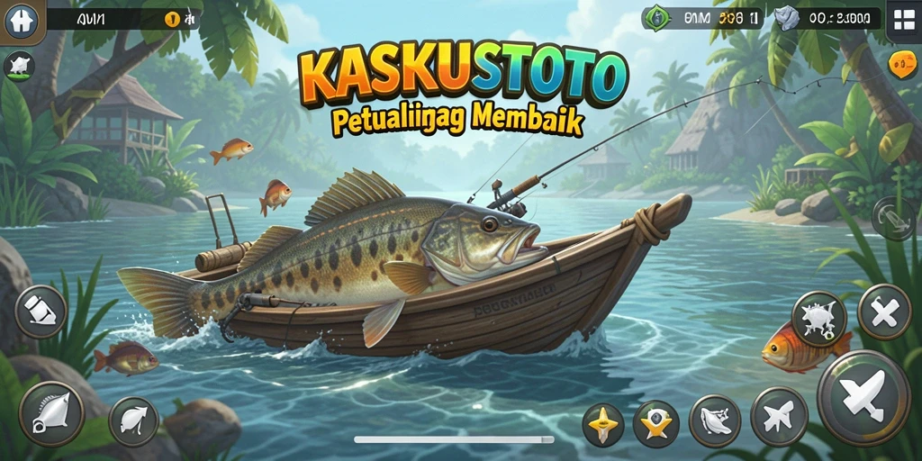 Tampilan gameplay KASKUSTOTO yang seru saat memancing ikan.