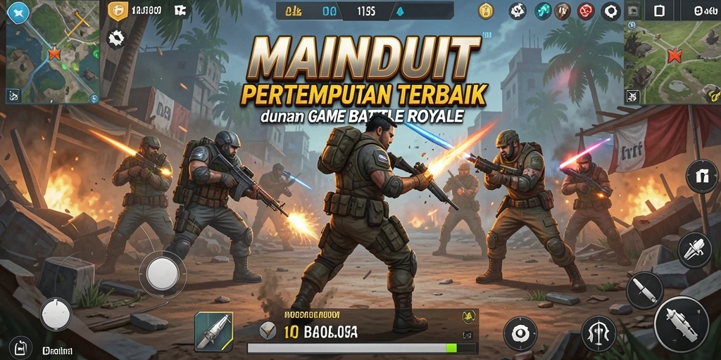 Screenshot gameplay MAINDUIT menampilkan pertarungan seru di Battle Royale.