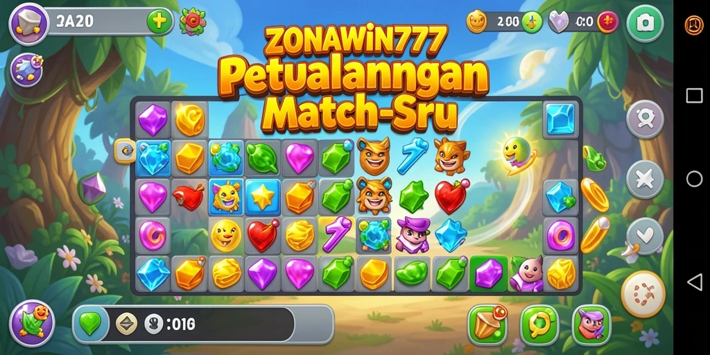 Gameplay seru dari ZONAWIN777 dengan tantangan Match-3.